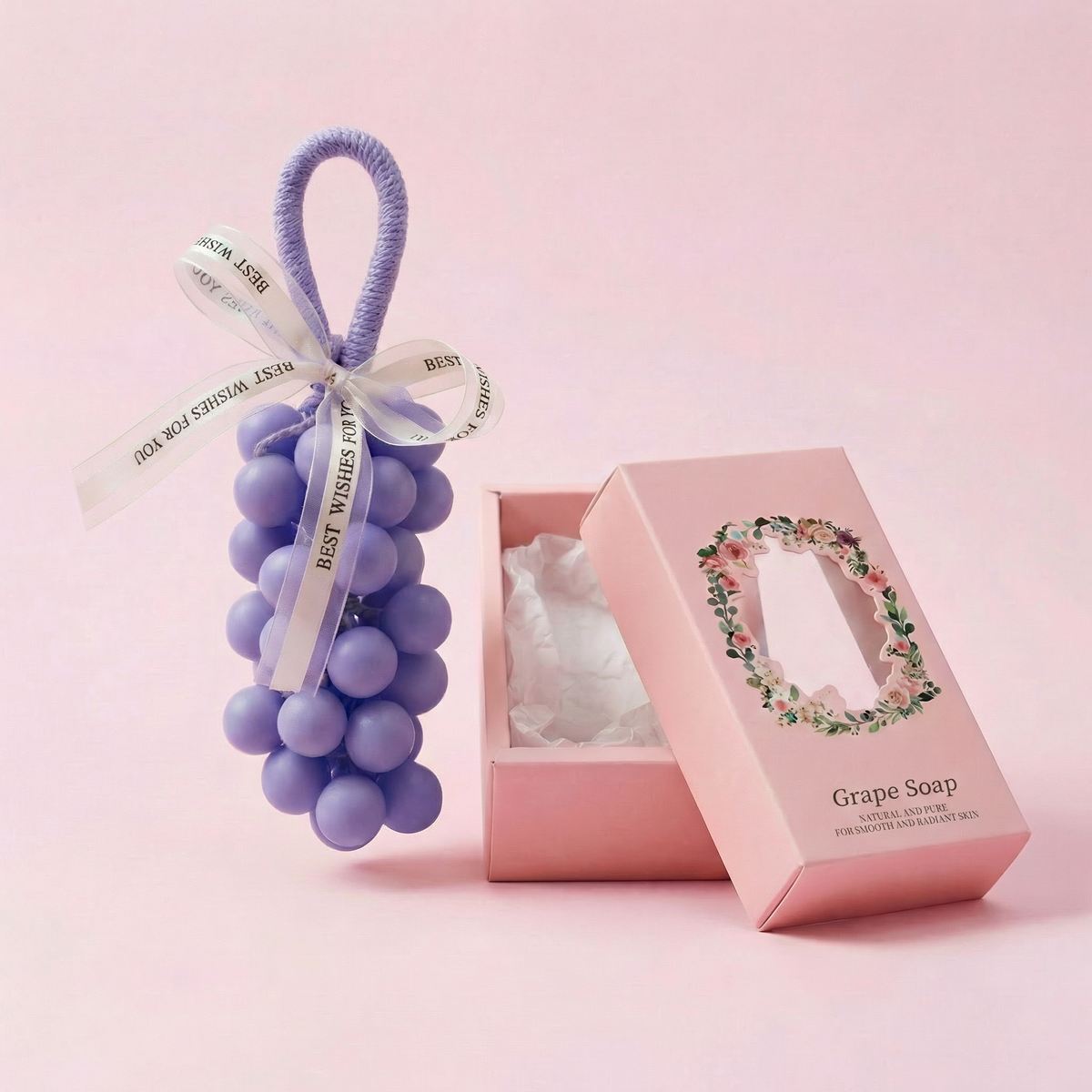 Purple grape-shaped hanging soap with gift box